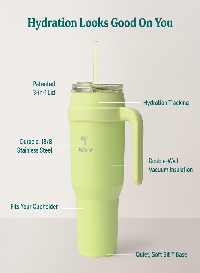 REDUCE 40 oz Stainless Steel Tumbler with Handle - Dual-Wall Vacuum Insulated Travel Mug, Sweat-Proof Lid & Reusable Straw - Keeps Drinks Cold for 24 Hrs, Fits Cupholders, Dishwasher Safe - Mojito - Image 4