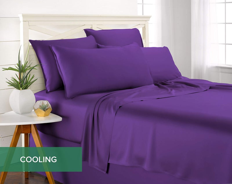 Pure Bamboo California King Sheets by Pure Bamboo  Genuine 100% Organic Viscose Derived from Bamboo Bed Sheet Set  Soft & Cooling  Double Stitching  Lifetime Quality Promise (California King  Purple)  - Image 5