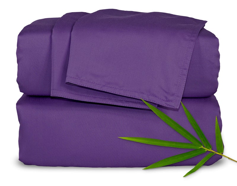 Pure Bamboo California King Sheets by Pure Bamboo  Genuine 100% Organic Viscose Derived from Bamboo Bed Sheet Set  Soft & Cooling  Double Stitching  Lifetime Quality Promise (California King  Purple)  - Image 1