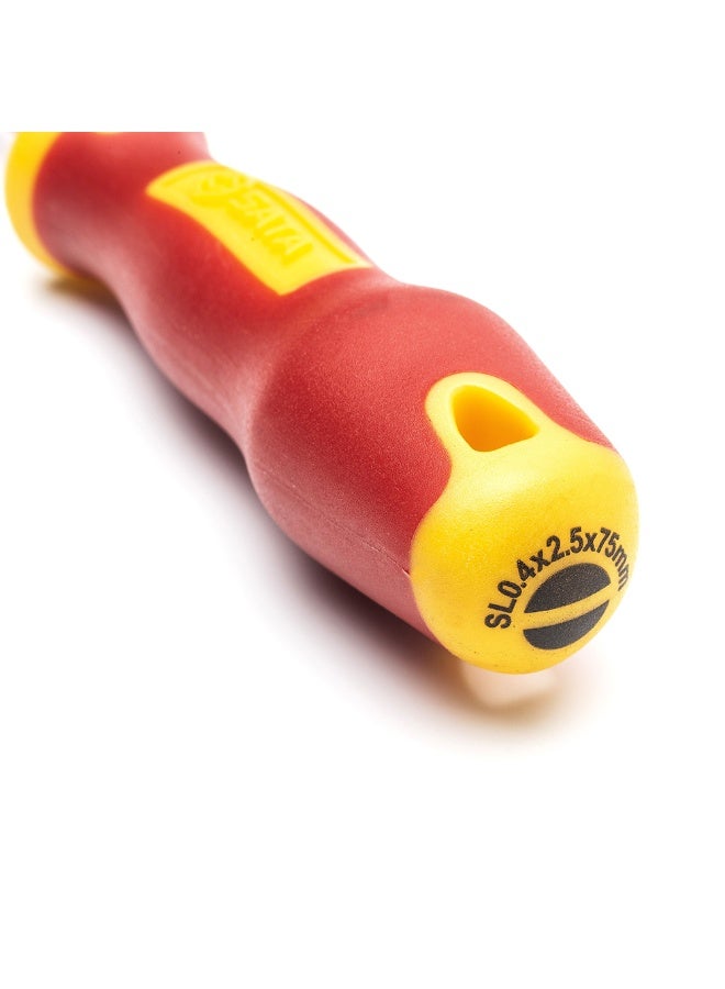 Sata SATA GL61321 T-Series Slotted 2.5 x 75mm VDE Insulated Screwdriver  - Image 2