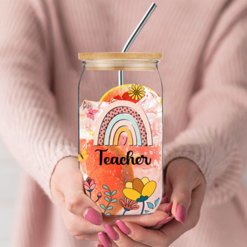 DHQH Teacher Christmas Gifts for Women - Funny Teacher Gift Set with 16OZ Glass Cup  Tote Bag & Thank You Gift Ideas from Mom or Sister - Image 5