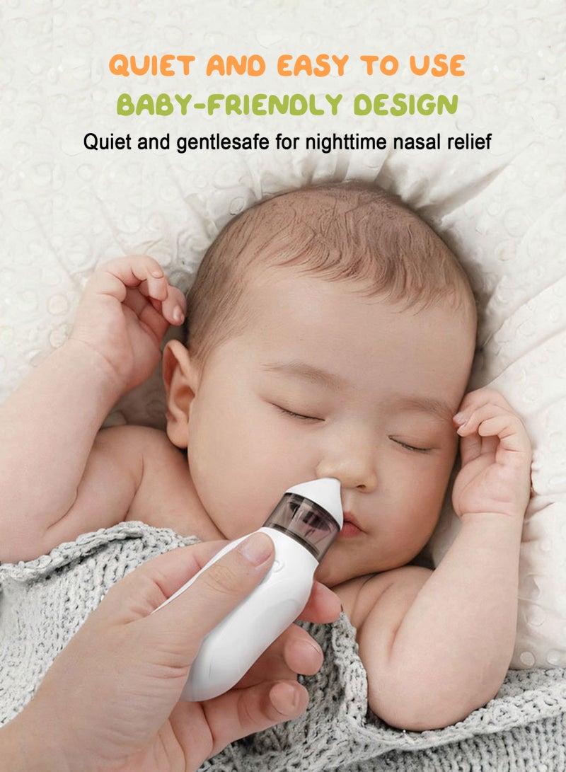 URbazaar Nasal Aspirator for Baby Electric Nose Cleaner and Booger Sucker with LED Light and Music, Gentle Suction for Stuffy Nose, 5 Levels, USB-C Rechargeable, BPA-Free Silicone Tips, Easy to Clean - Image 4