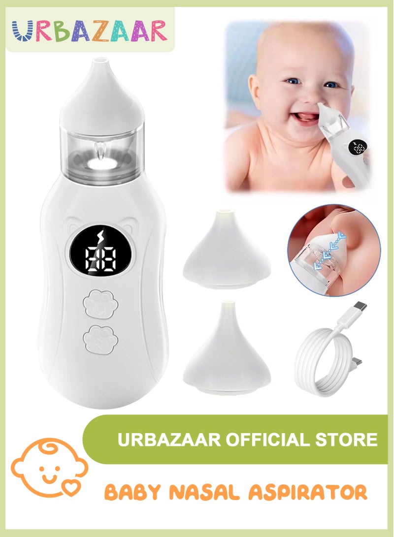URbazaar Nasal Aspirator for Baby Electric Nose Cleaner and Booger Sucker with LED Light and Music, Gentle Suction for Stuffy Nose, 5 Levels, USB-C Rechargeable, BPA-Free Silicone Tips, Easy to Clean - Image 1