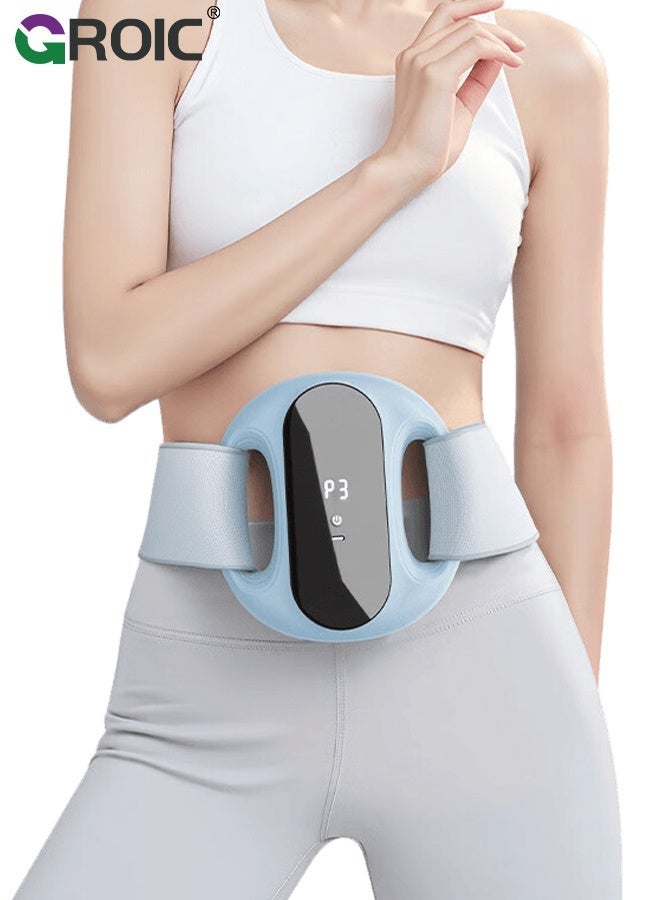 Slimming Belt Abdominal Massager Portable Weight Loss Machine With 5 Massage Modes Heating Pad For Period Cramps Electric Waist Belt Device Electric Fast Heating Belly Wrap Belt Blue