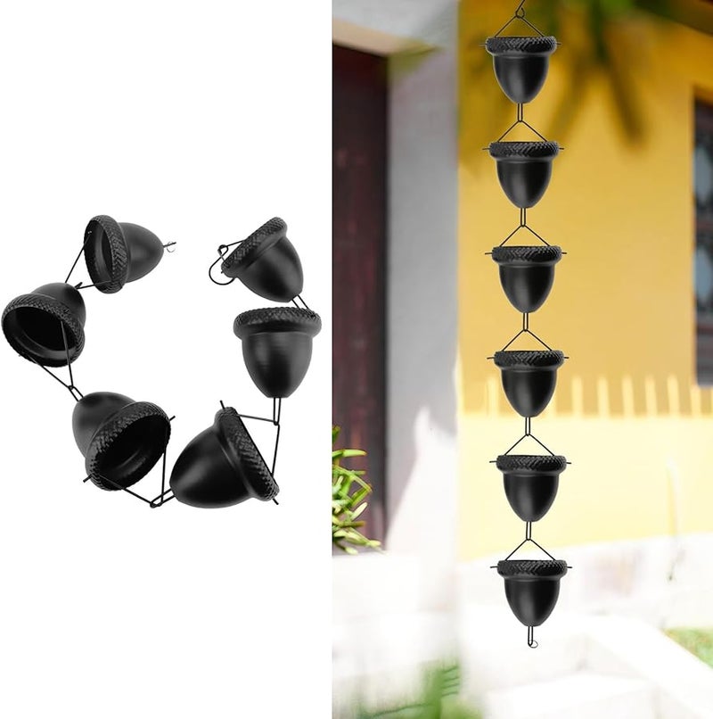 سلسلة المطر من كأس البلوط الأسود بطول 3.28 قدم كبديل زخرفي لمزراب المطر - Image 5