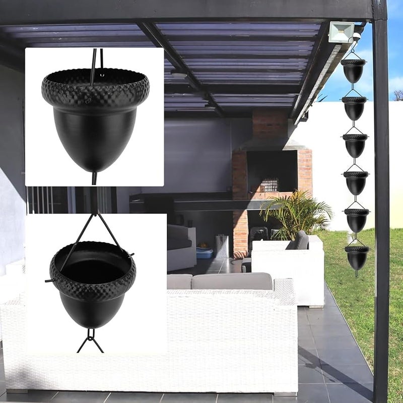 سلسلة المطر من كأس البلوط الأسود بطول 3.28 قدم كبديل زخرفي لمزراب المطر - Image 4