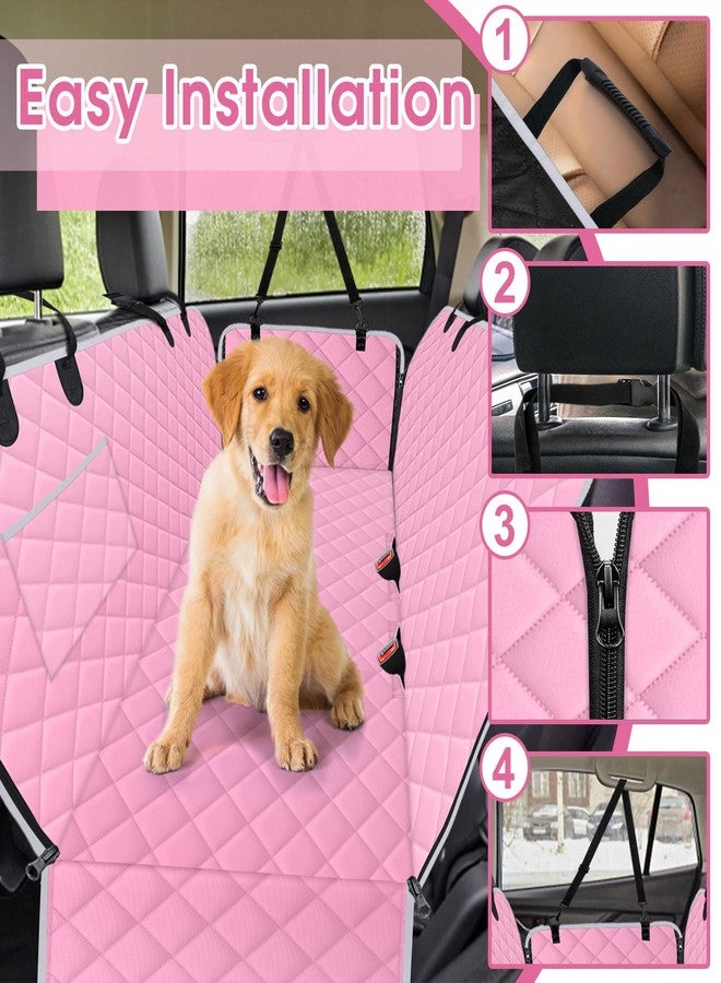 NECKORY Waterproof Dog Car Seat Cover for Back Seat - Durable, Scratch Proof Pet Hammock with Nonslip Design & Storage Pockets, Fits Cars, SUVs, Trucks - L, Pink/Grey - Image 5