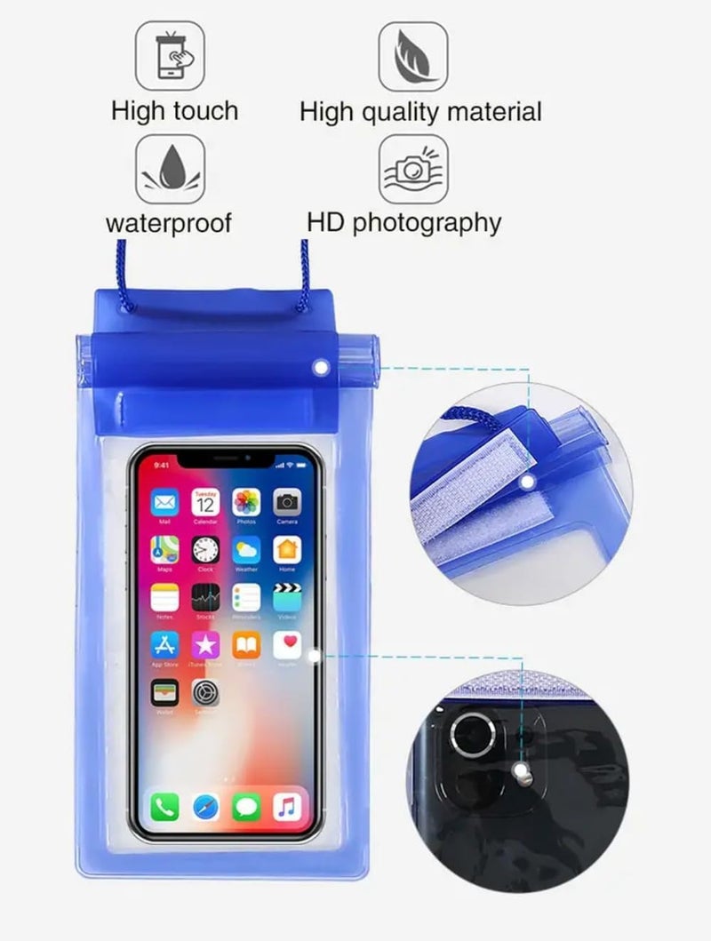 BeFall Waterproof Phone Pouch, rain Mobile Cover, Universal Waterproof Phone Case, Underwater Dry Bag for Mobile, Cash, documents, Water Proof Bag for Beach Boating Swimming Water Park (3Blue) - Image 2