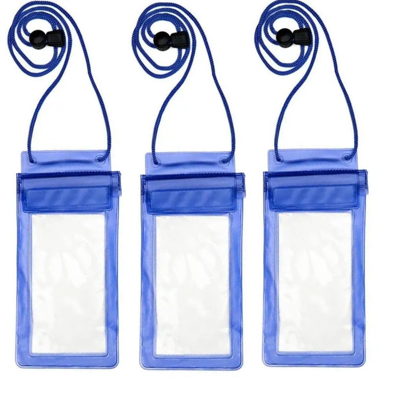 BeFall Waterproof Phone Pouch, rain Mobile Cover, Universal Waterproof Phone Case, Underwater Dry Bag for Mobile, Cash, documents, Water Proof Bag for Beach Boating Swimming Water Park (3Blue) - Image 1