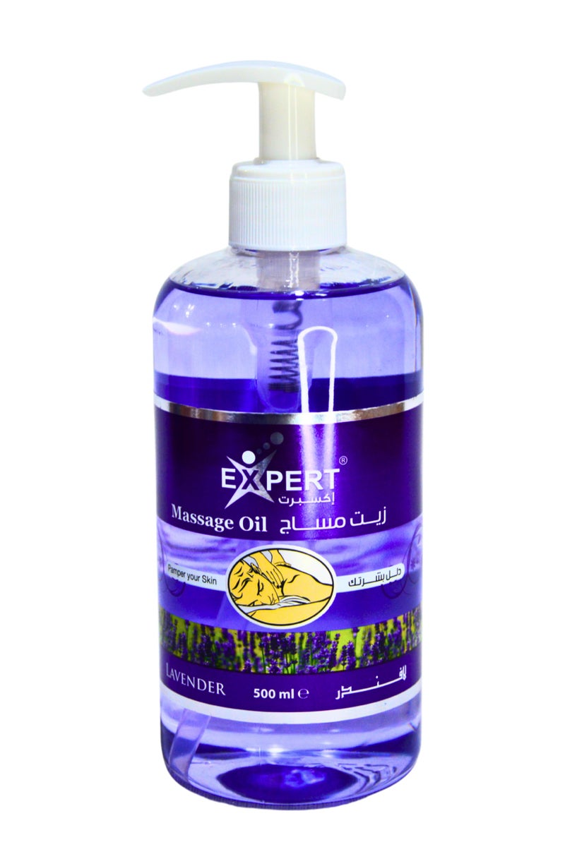 Expert Massage Oil with Lavender – Skin Nourishment & Hydration with Calming Aroma for Relaxation & Deep Sleep – 500 ml