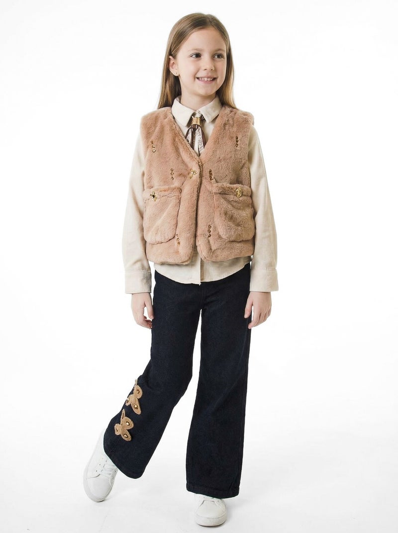 Hamada Tex Girls' three-piece set with scarf, for ages 7 to 14 years, sizes 3953-4953 - Image 3
