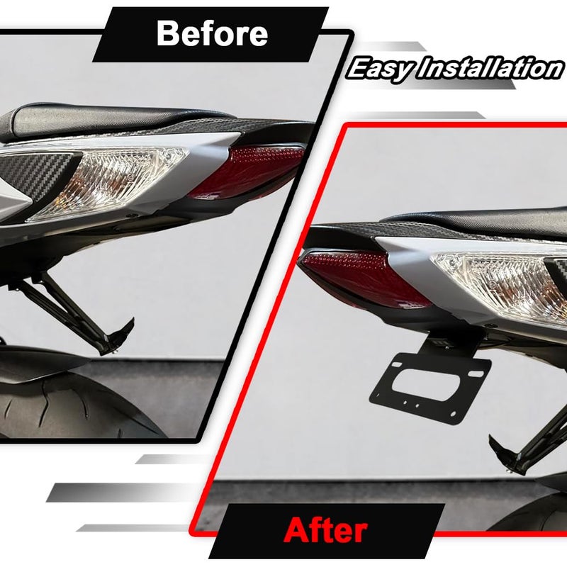 Generic Xitomer Fender Eliminator Fit for GSXR 600/GSXR 750 2025 2024 2023 2022 2021 2020 2019 2018 2017 2016 2011-2025 GSXR600 Tail Tidy, Fender Eliminator Bracket with Led License Plate Light (Black)  - Image 2