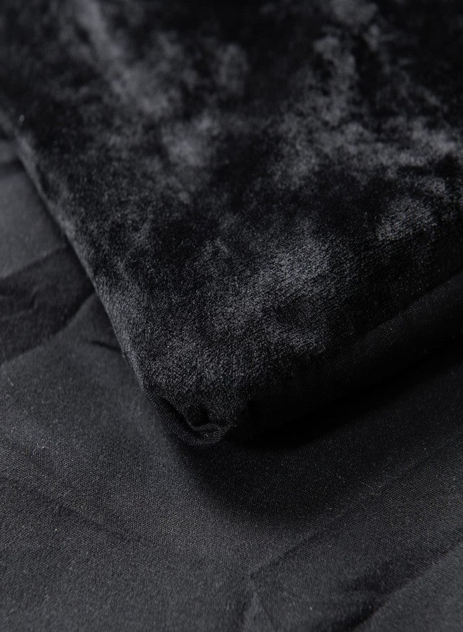 Fredsure Distressed Velvet Comforter Set, 5 Pieces Black Queen, Distressed Velvet Face and Brushed Microfiber Reverse - Image 3