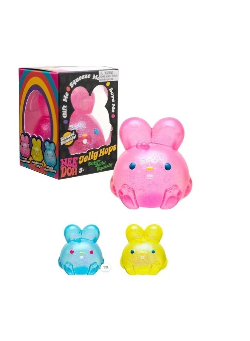 Jelly Hops Scented Glitter Bunny Squishy Toy, Transparent Slow Rebound Silicone Rabbit Fidget Squeeze Toy Stress Relief Sensory Toy for Kids  Adults - Image 3