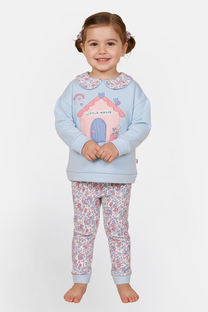 Lily & Jack طقم بنات toddlers مكون من 2 قطعة بأكمام طويلة وطباعة جرافيك، متعدد الألوان - Image 1