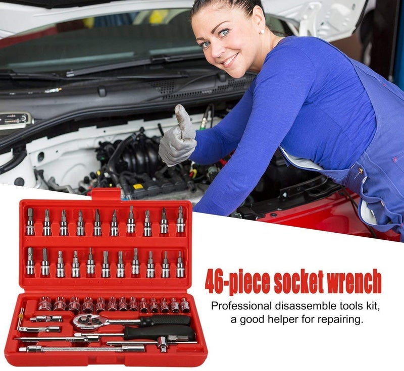Calyrex Calyrex 46 in 1 Pcs Tool Kit Ratchet Socket Wrench Combination Tools Kit Screwdriver Drive Ratchet Socket and Star Hex Torx Bits Wrench Handle Remove and Replace the Socket  - Image 3