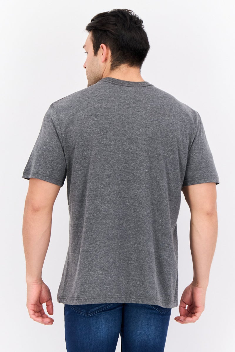 Horizon Men Crew Neck Short Sleeves Graphic Print T-Shirt, Dark Grey - Image 3