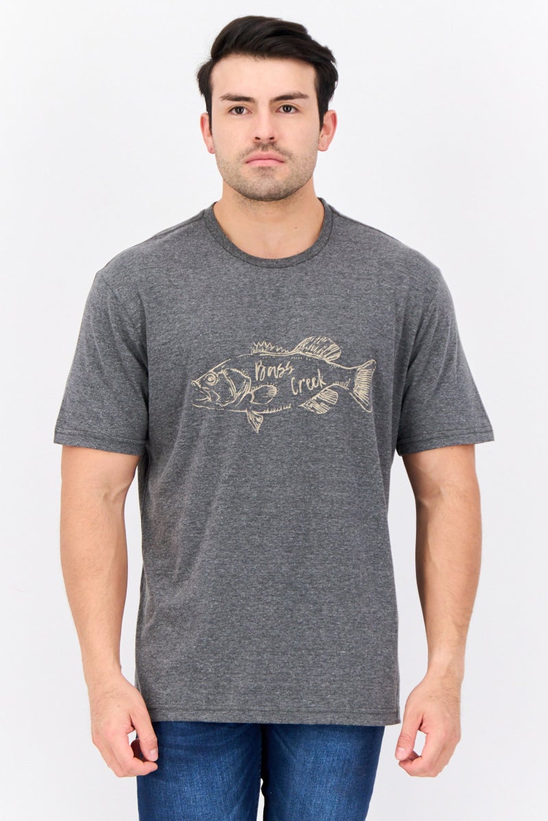 Horizon Men Crew Neck Short Sleeves Graphic Print T-Shirt, Dark Grey - Image 1