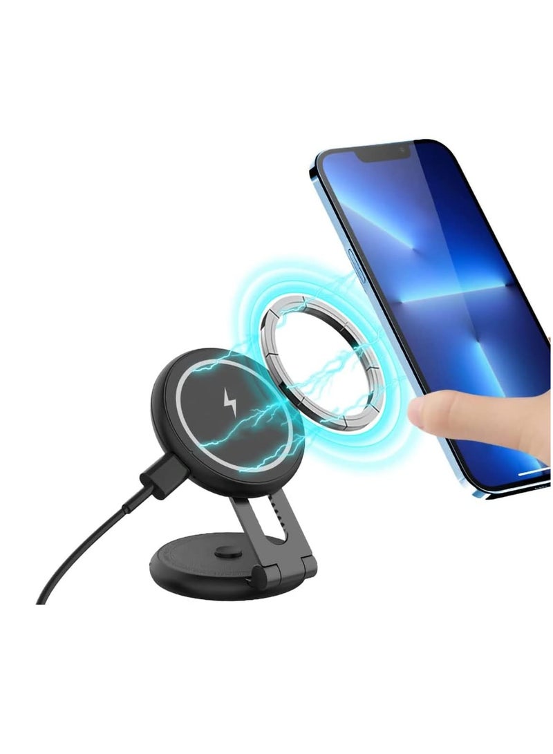 Magnetic Wireless Car Charger Mount Compatible with MagSafe Designed for Tesla Model 3/Y, 15W Fast Charging Magnetic Car Phone Mount Foldable Invisible Dashboard for iPhone 14/13/12 - Image 2