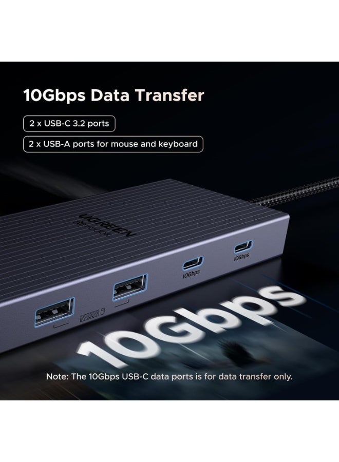 Ugreen Revodok Pro 12 in 1 Triple 4K Docking Station with 2 HDMI, DP, 2x10G USB C, 2x5G USB A, 100W PD, SD/TF, 1000Mbps Ethernet, 3.5MM Audio, USBC Hub Multiple Adapter for MacBook, DELL, HP and More - - Image 5