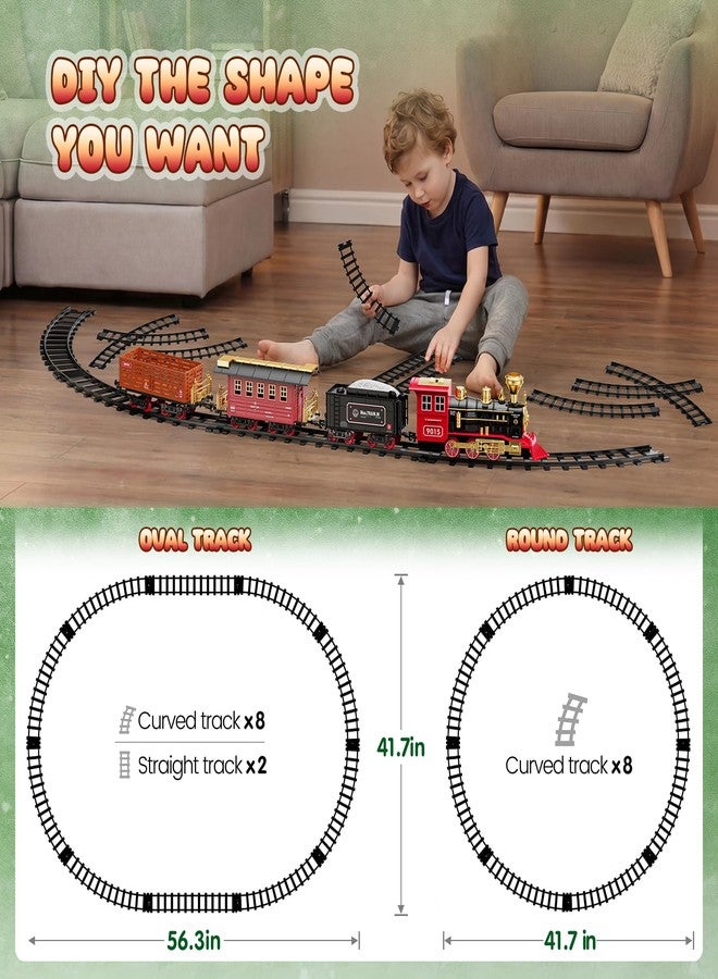 Hot Bee Train Set - Train Toys for Boys with Smokes, Lights and Sound, Toy Train Set for Under Christmas Tree, Toddler Model Trains for 3 4 5 6 7 8+ Years Old Kids Christmas Toys Gifts - Image 4