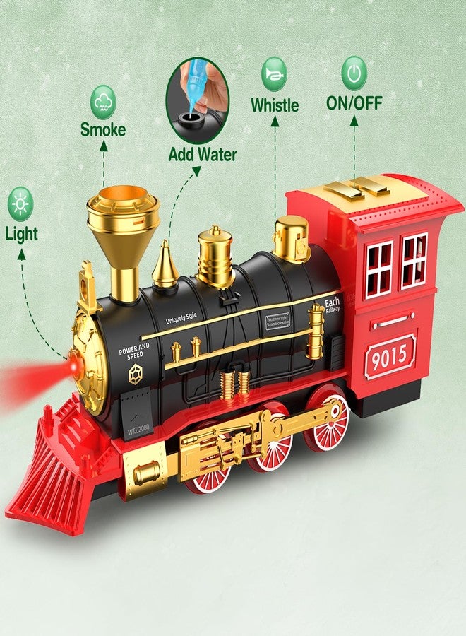 Hot Bee Train Set - Train Toys for Boys with Smokes, Lights and Sound, Toy Train Set for Under Christmas Tree, Toddler Model Trains for 3 4 5 6 7 8+ Years Old Kids Christmas Toys Gifts - Image 2