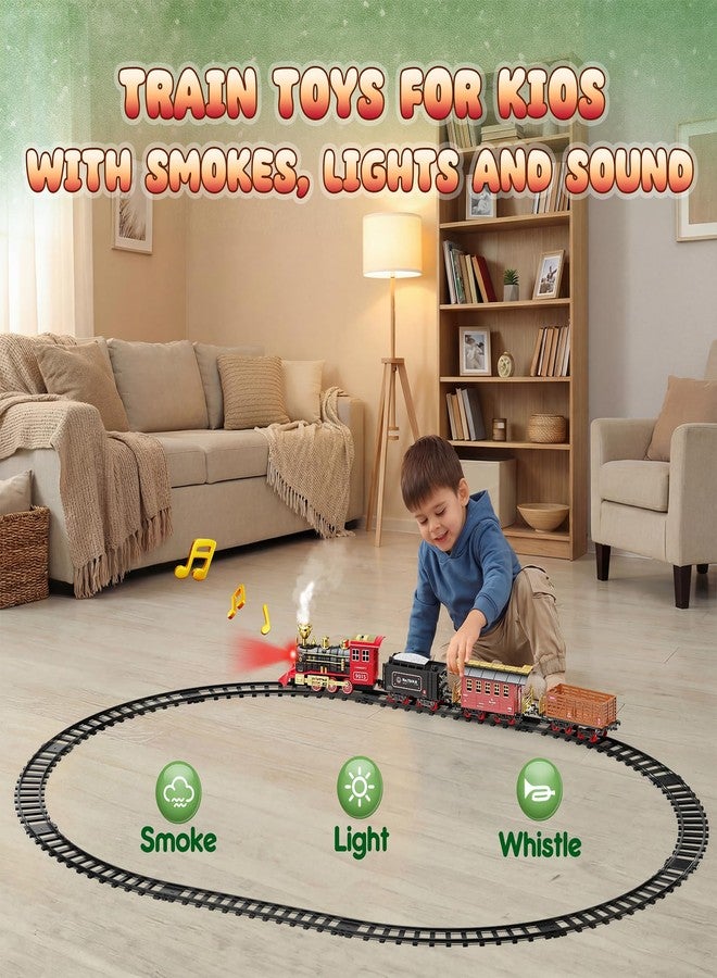Hot Bee Train Set - Train Toys for Boys with Smokes, Lights and Sound, Toy Train Set for Under Christmas Tree, Toddler Model Trains for 3 4 5 6 7 8+ Years Old Kids Christmas Toys Gifts - Image 3