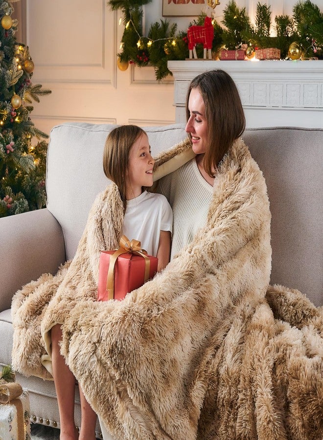 GONAAP Fuzzy Faux Fur Throw Blanket Tie-dye Beige Super Soft Cozy Plush Fuzzy Shaggy Blanket for Couch Sofa Bed (Tie-dye Beige, Throw(50"x60")) - Image 2