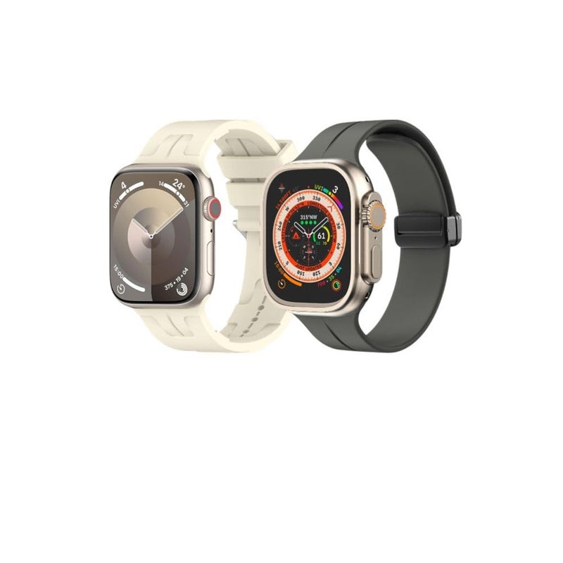 BURAQ 2-Pack Sports Strap Compatible with Apple Watch 49/46/45/44/42mm – Series Ultra 2/Ultra/9/8/7/6/5/4/3/2/1/SE – Model #0722 - Image 2