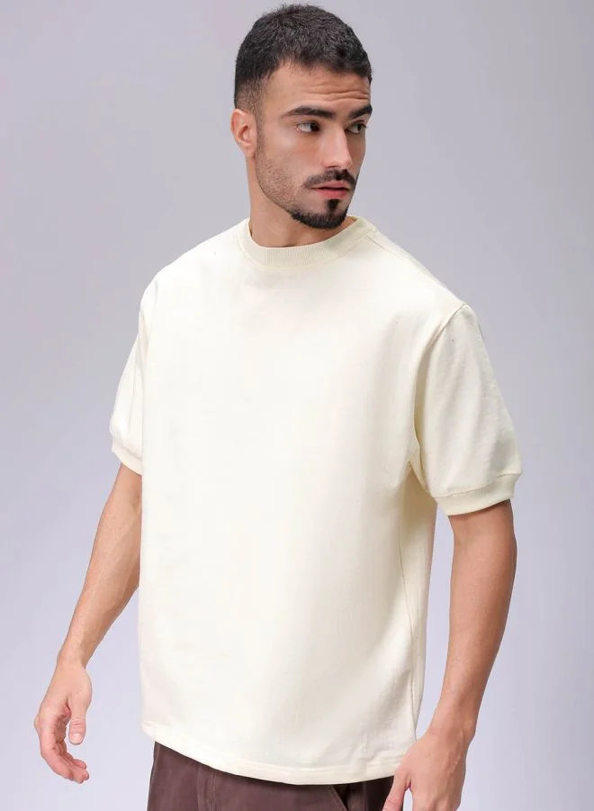 The Indian Garage Co Men Oversized Solid Crew Neck Overhead Sweatshirt