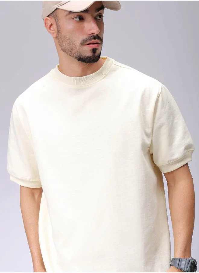 شركة المرآب الهندية Men Oversized Solid Crew Neck Overhead Sweatshirt