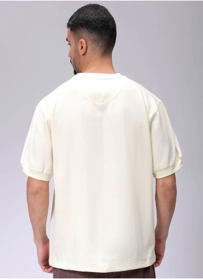 شركة المرآب الهندية Men Oversized Solid Crew Neck Overhead Sweatshirt