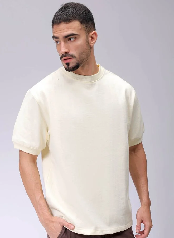 The Indian Garage Co Men Oversized Solid Crew Neck Overhead Sweatshirt