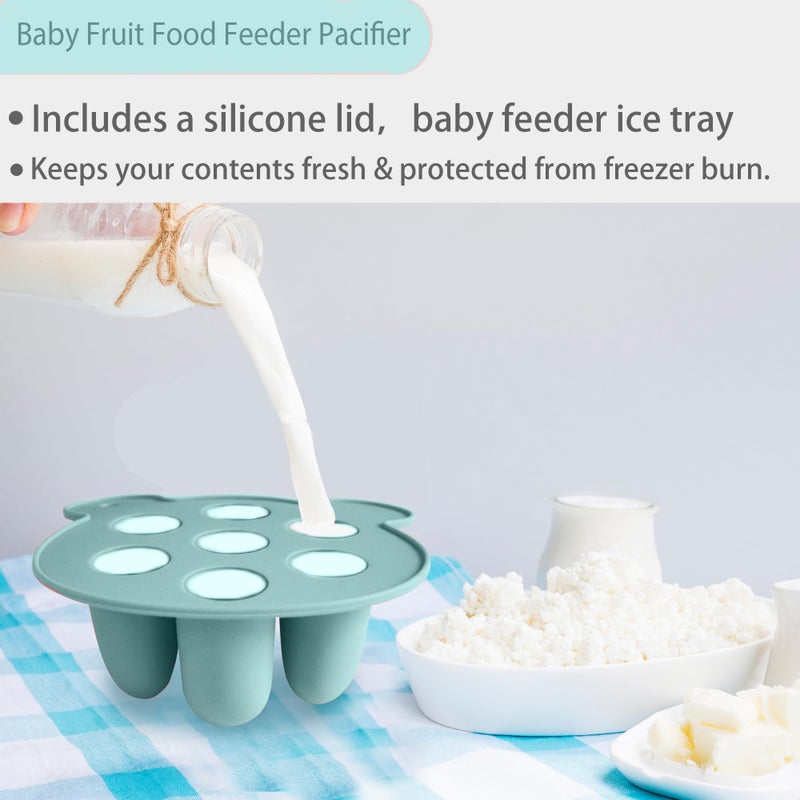 BigSpinach Silicone Baby Food Freezer Tray with Teething Popsicle Molds - Baby Fruit Feeder and Breastmilk Teether Combo - Image 3