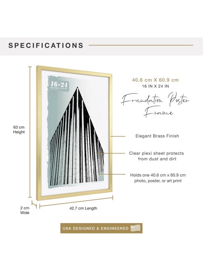 MCS MCS Foundation 16x24 Poster Frame Traditional Brass, Vertical & Horizontal Wall Hanging Large Picture Frame for Photos, Posters & Art Prints (1-Pack)  - Image 3