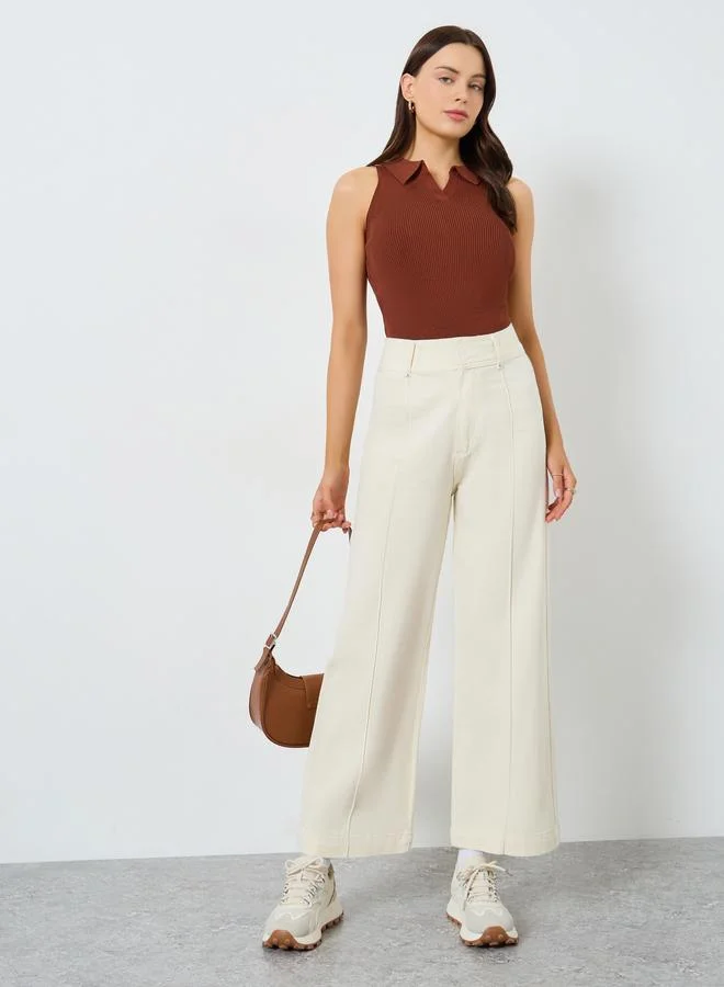 Styli Off-White High Rise Wide Leg Jeans