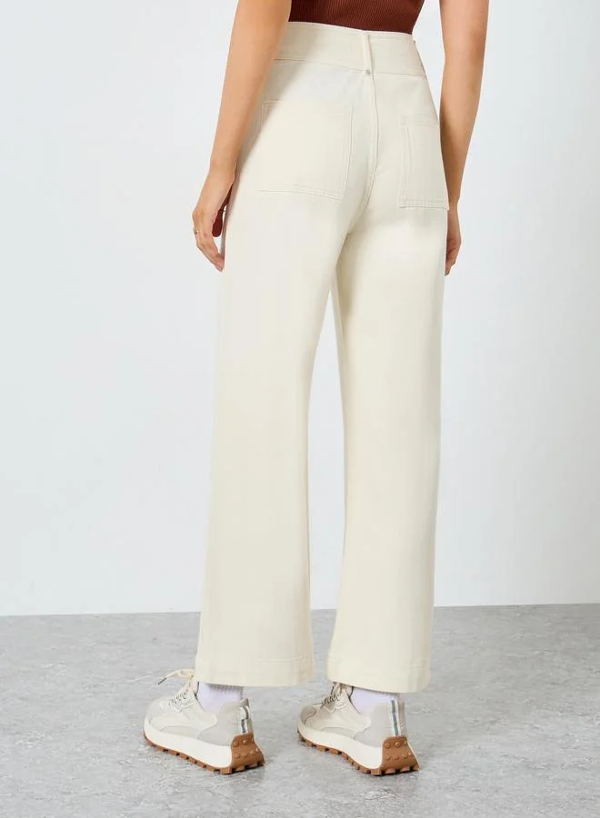 Styli Off-White High Rise Wide Leg Jeans