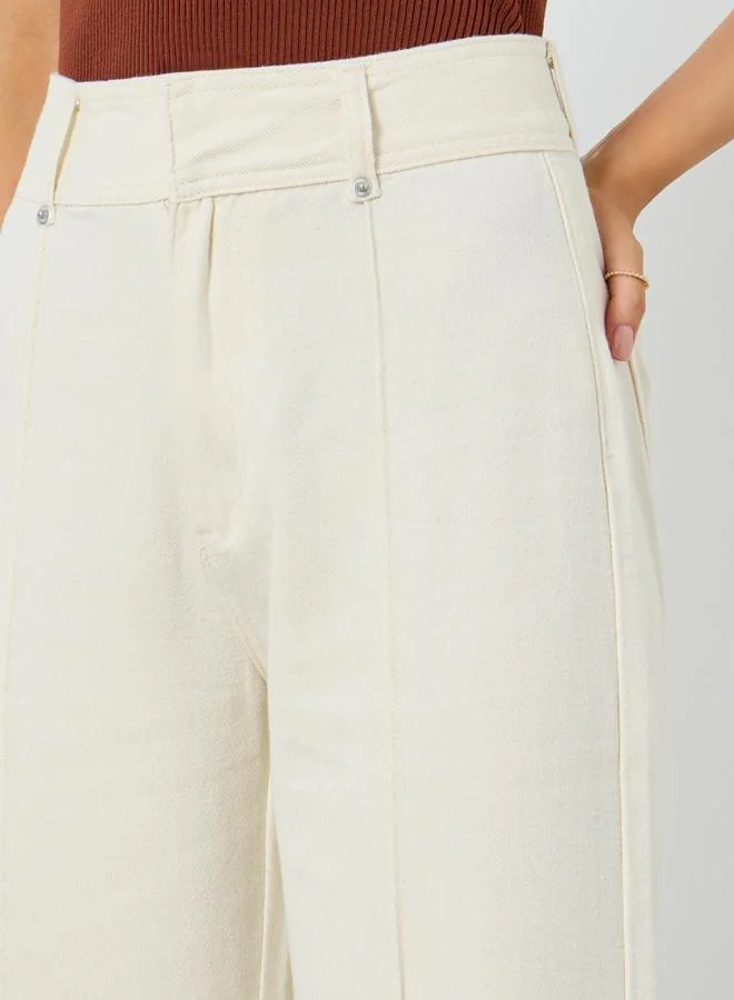Styli Off-White High Rise Wide Leg Jeans