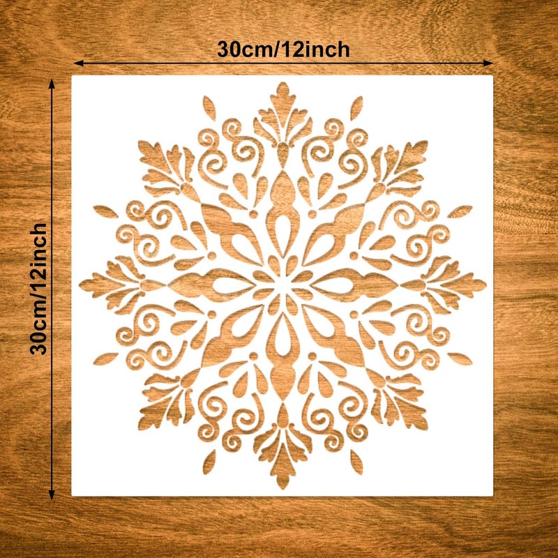 Ivanas 12x12 Inch Large Reusable Stencil Mandala Stencil Laser Cut Painting Template for Floor Wall Tile Fabric Furniture Stencils Painting Art Projects 9 Pack - Image 3