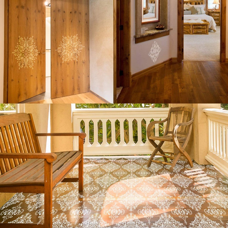 Ivanas 12x12 Inch Large Reusable Stencil Mandala Stencil Laser Cut Painting Template for Floor Wall Tile Fabric Furniture Stencils Painting Art Projects 9 Pack - Image 5