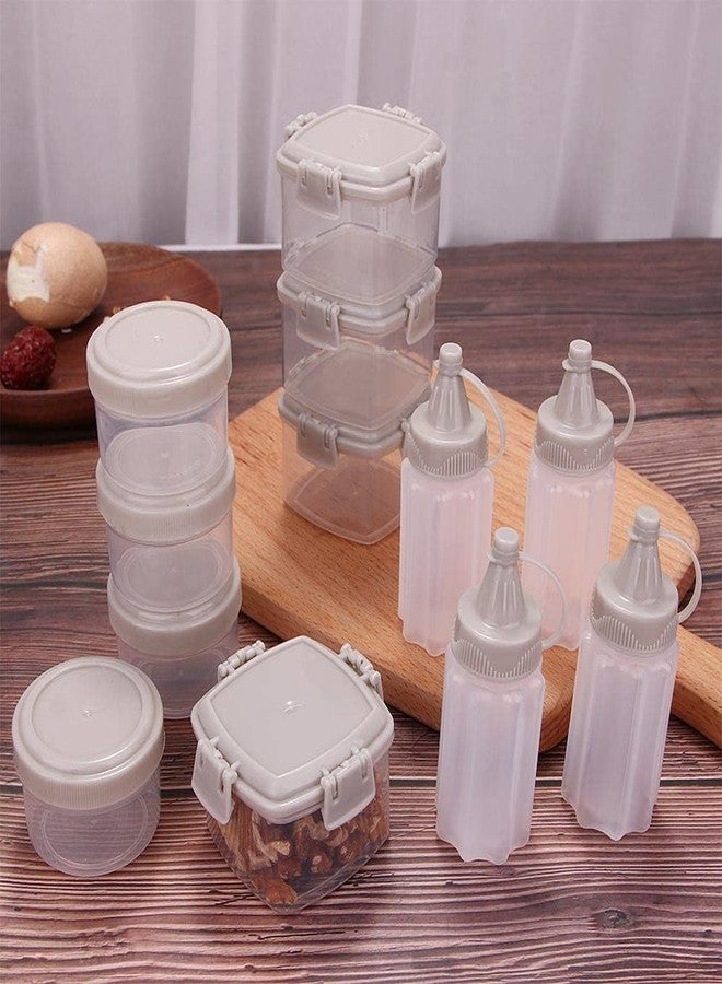 baolaili 4pcs Mini Jam Squeeze Bottle Jar Sauce Seasoning Box with Lid, Squeeze Bottle Portable PP Kitchen Easy Clean Spices Storage Container - Image 2