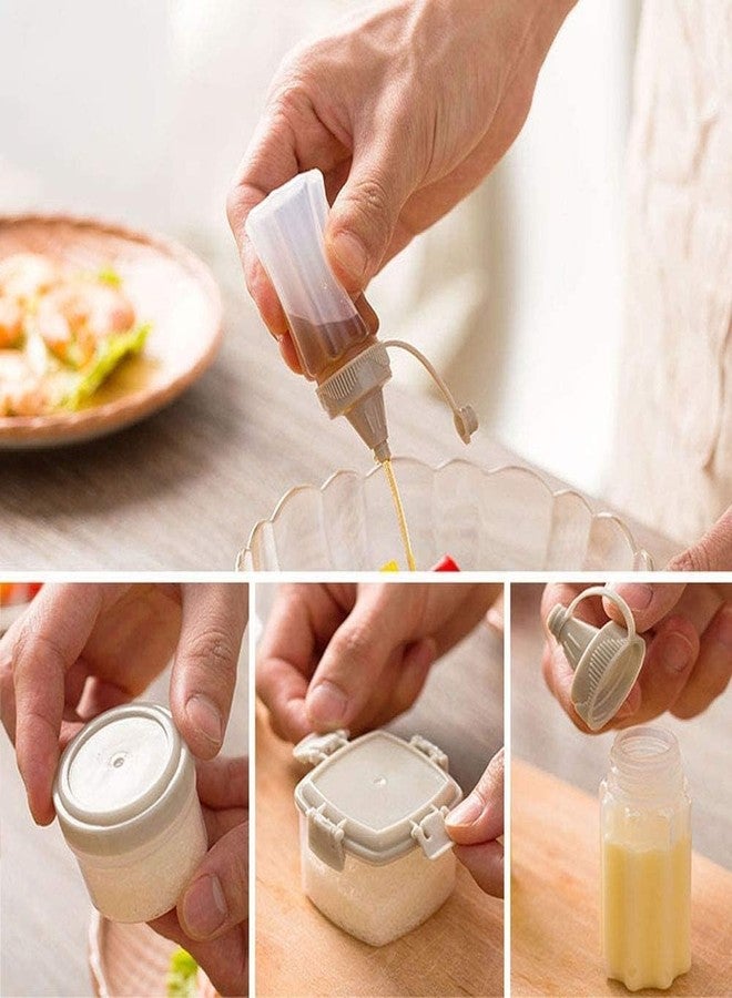 baolaili 4pcs Mini Jam Squeeze Bottle Jar Sauce Seasoning Box with Lid, Squeeze Bottle Portable PP Kitchen Easy Clean Spices Storage Container - Image 3