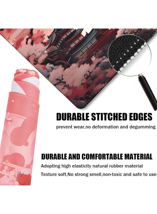 Japanese Large Gaming Mouse Pad with Stitched Edges, 70cm x 30cm x 2mm Large Extended Computer Pad, Mouse Pad Protector with Non-Slip Waterproof Rubber Base for Laptop Office Accessories, Sunset - Image 2