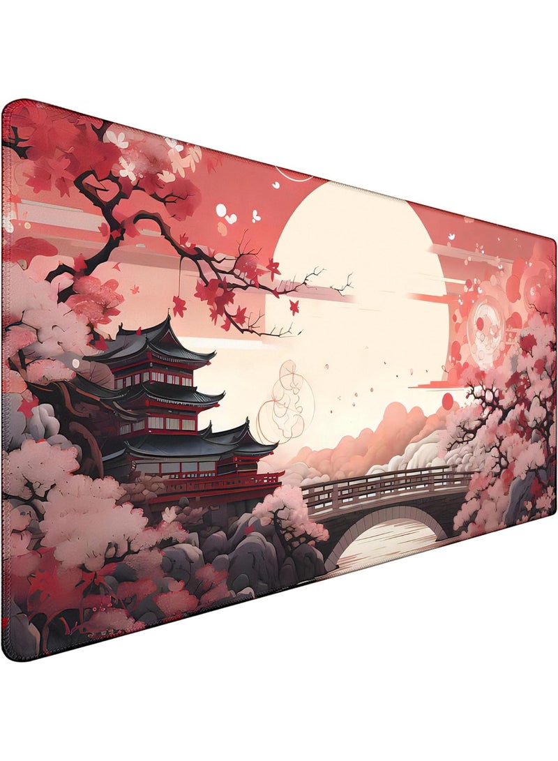 Japanese Large Gaming Mouse Pad with Stitched Edges, 70cm x 30cm x 2mm Large Extended Computer Pad, Mouse Pad Protector with Non-Slip Waterproof Rubber Base for Laptop Office Accessories, Sunset - Image 1