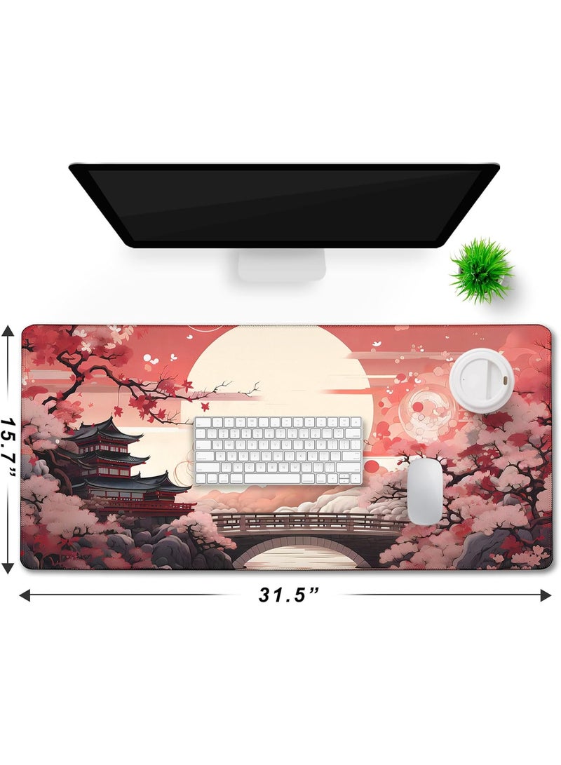 Japanese Large Gaming Mouse Pad with Stitched Edges, 70cm x 30cm x 2mm Large Extended Computer Pad, Mouse Pad Protector with Non-Slip Waterproof Rubber Base for Laptop Office Accessories, Sunset - Image 5