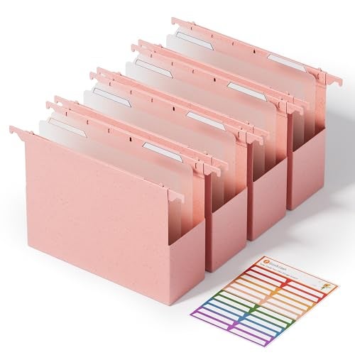 EcoStash Wheat Straw Extra Capacity Plastic Hanging File Folders, Reinforced Expanding Hang Folder Letter Size, Accordian Pocket, Heavy Duty, Hanging Folder Organizer for Office Home - 4 Pack - Image 1