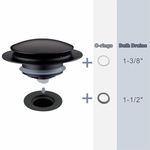 HIDROP Matte Black Tub Drain Stopper, Hidrop Pop Up Universal Tub Dain Tip Toe Bathtub Drain Stopper, Fit 1.375 to 1.5 Inches, Replaces Lift and Turn, Tip-Toe and Trip Lever Drains for Tub, EZ Installation - Image 4