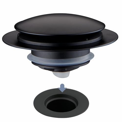 HIDROP Matte Black Tub Drain Stopper, Hidrop Pop Up Universal Tub Dain Tip Toe Bathtub Drain Stopper, Fit 1.375 to 1.5 Inches, Replaces Lift and Turn, Tip-Toe and Trip Lever Drains for Tub, EZ Installation - Image 1