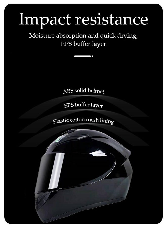 DUNISO Full face motorcycle helmet, lightweight, collision resistant, breathable lining motorcycle helmet, cool riding equipment Four season racing helmet, suitable for both men and women, black  - Image 5