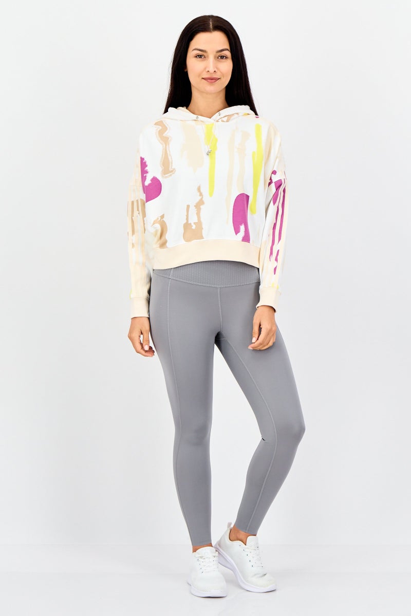 adidas Originals Women Sportswear Fit Long Sleeve Crop Training Hoodie, Multicolor - Image 4